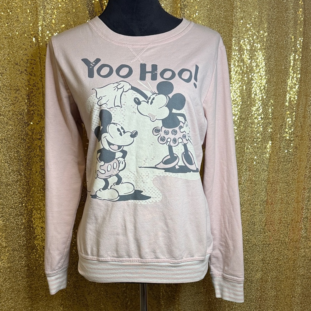 Disney Light Pink Mickey & Minnie Women's Sweater